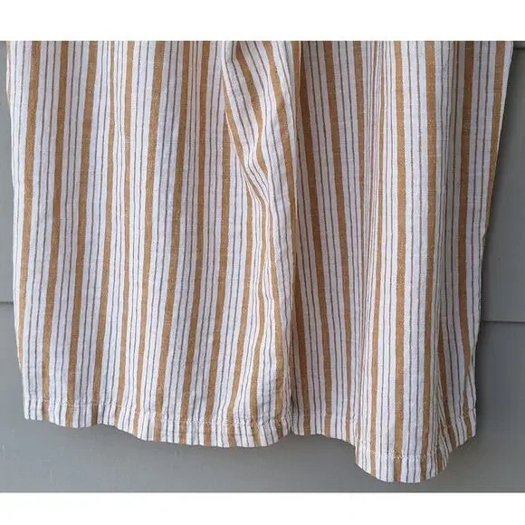 a.n.a. High Elastic Waist Wide Leg Cropped Linen Cotton Casual Striped Pants  L - Picture 10 of 11